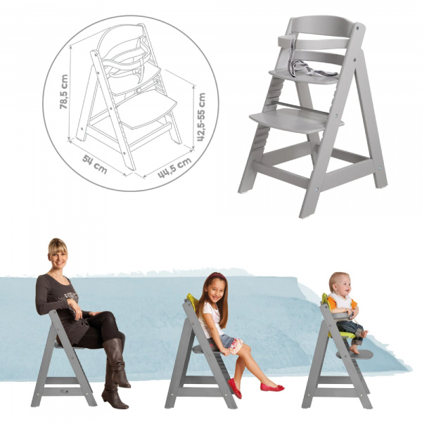 Chaise haute évolutive sit up lll bois gris Roba