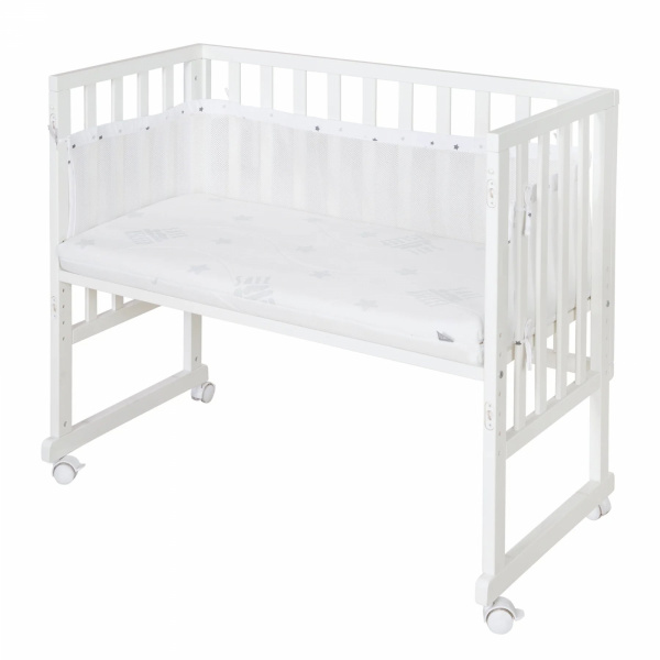 Berceau cododo 3 en 1 blanc avec matelas et barrière en maille Roba