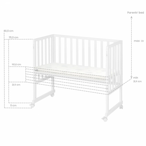 Berceau cododo 3 en 1 bois gris avec matelas et nid Roba