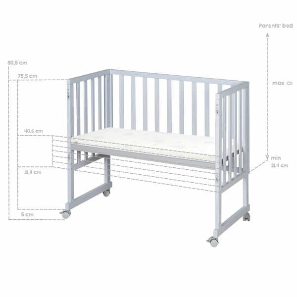 Berceau cododo 3 en 1 bois gris avec matelas et nid Roba