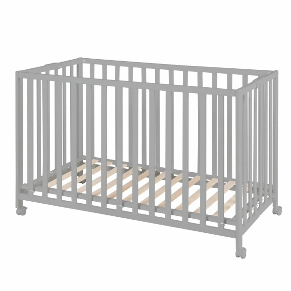 Lit pliant enfant fold up 60x120 cm bois taupe Roba