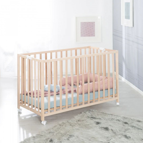 Lit pliant enfant fold up 60x120 cm bois naturel Roba