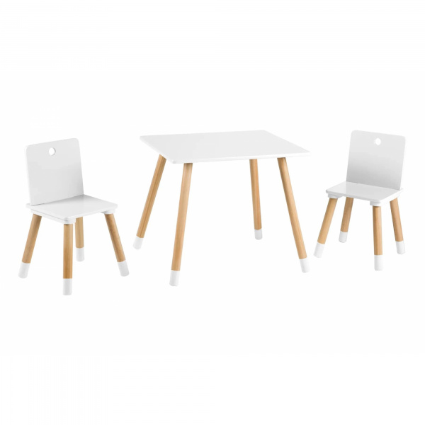 Ensemble table et chaises enfant blanc laqué Roba