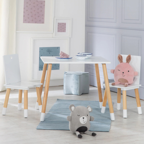 Ensemble table et chaises enfant blanc laqué Roba