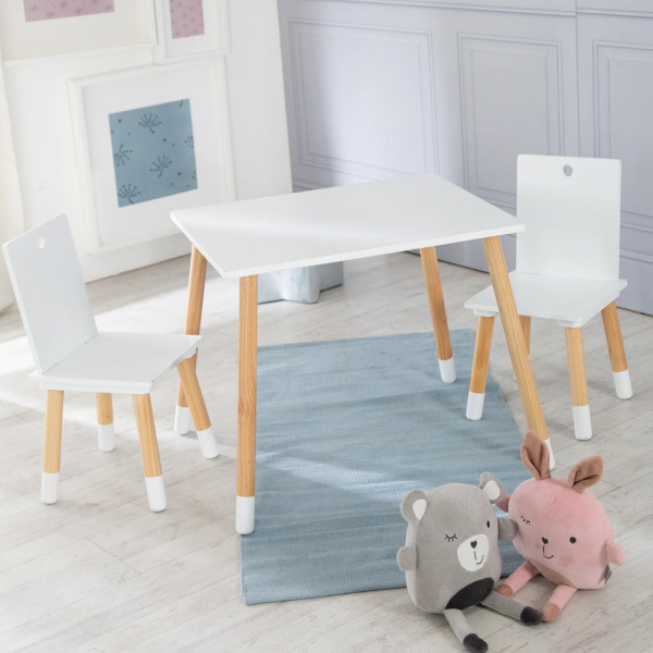 Ensemble table et chaises enfant blanc laqué Roba