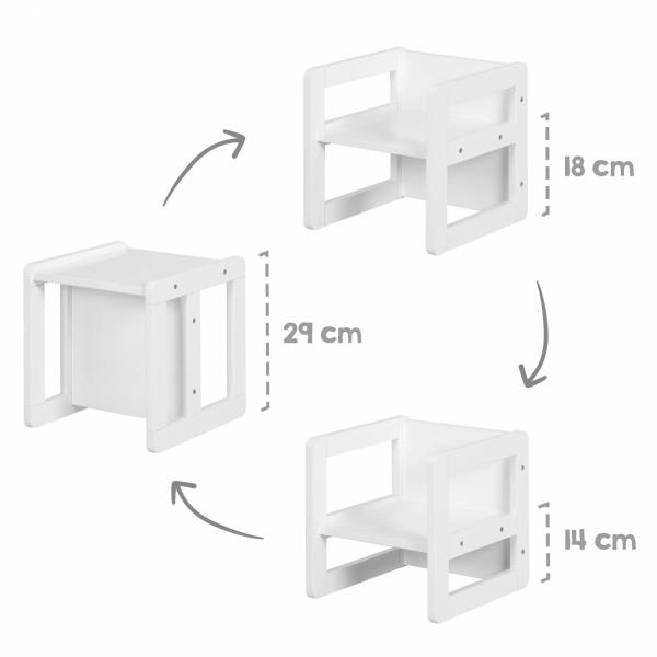 Ensemble tabouret et banc enfant réversible blanc Roba