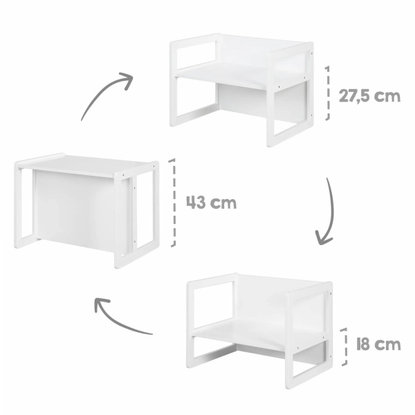 Ensemble tabouret et banc enfant réversible blanc Roba