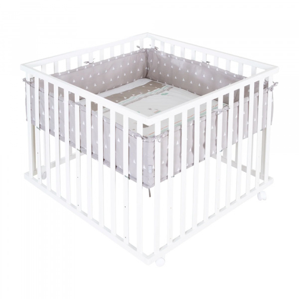 Parc bébé 100 x 100 cm blanc et tapis de parc indibear Roba