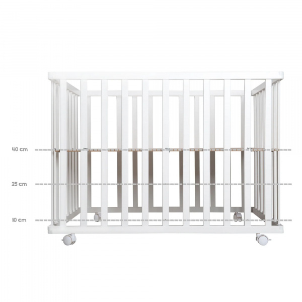 Parc bébé 75 x 100 cm bois blanc et tapis de parc vert Roba