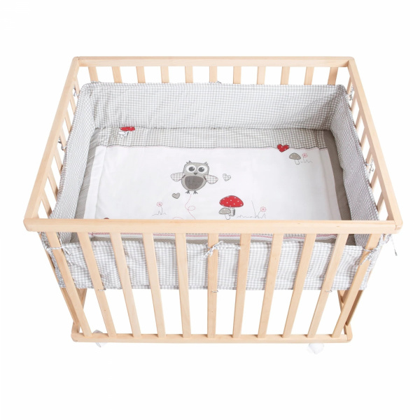 Parc bébé 75 x 100 cm naturel et tapis de parc jumbotwins Roba