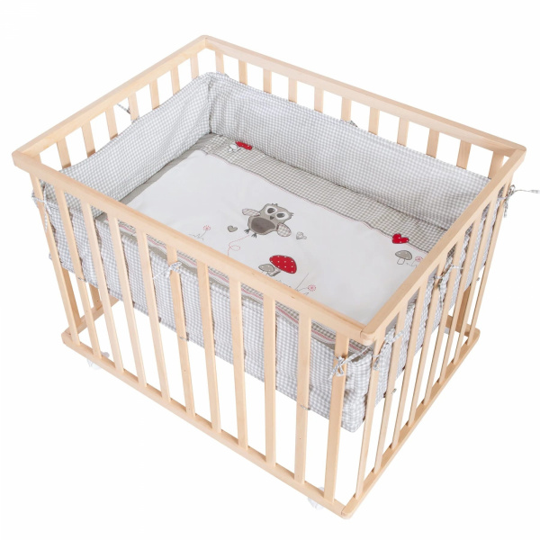 Parc bébé 75 x 100 cm naturel et tapis de parc jumbotwins Roba