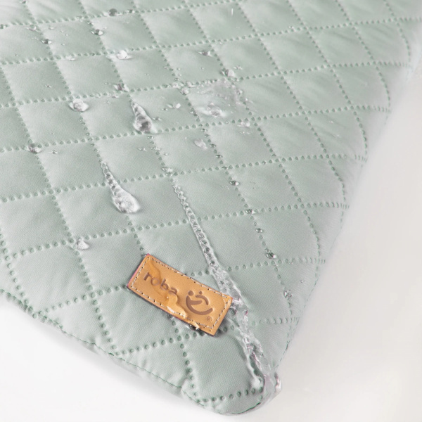 Parc bébé 75 x 100 cm bois naturel et tapis de parc vert Roba