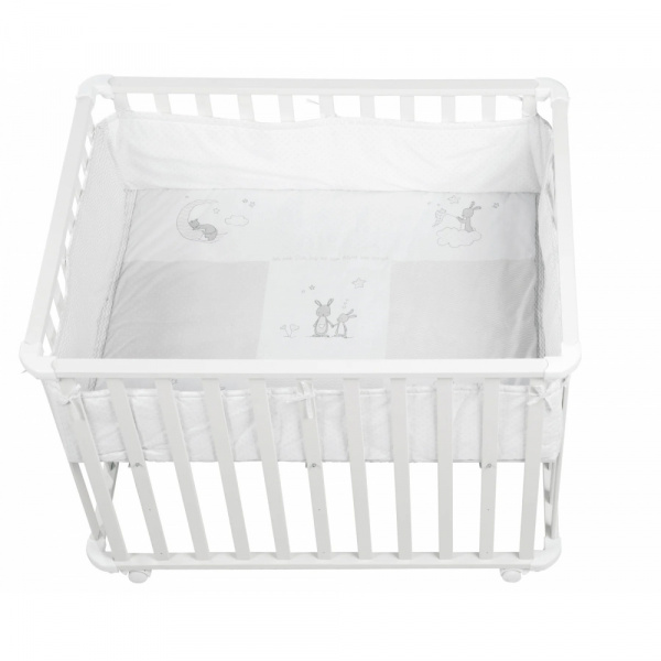 Parc bébé 75 x 100 cm blanc et tapis de parc fox & bunny Roba