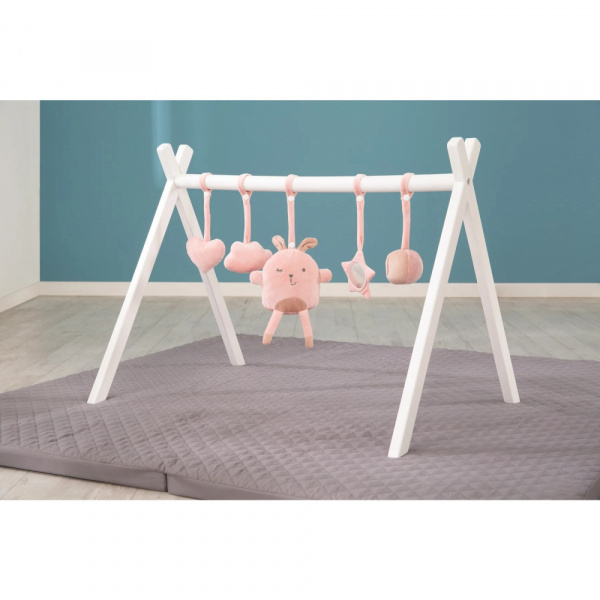 Arche d'éveil avec jouets suspendus rose Roba