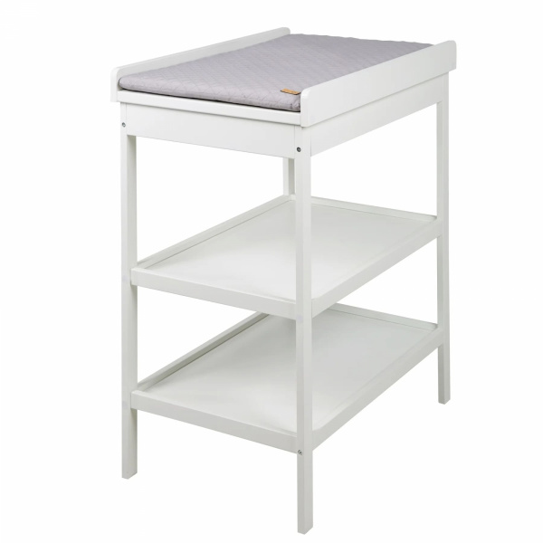 Table à langer bois blanc et matelas à langer gris Roba