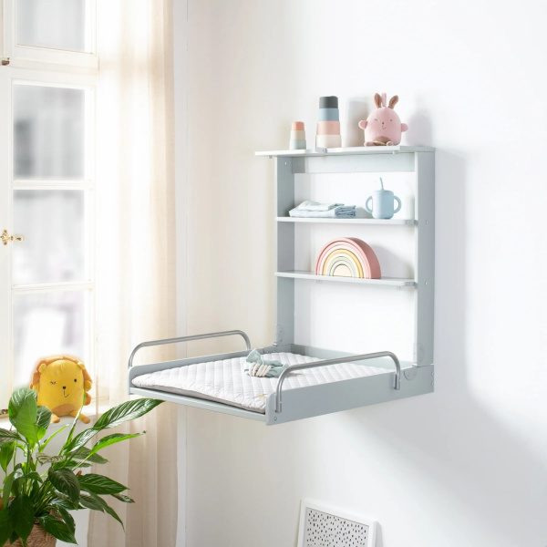 Table à langer murale avec matelas à langer taupe Roba