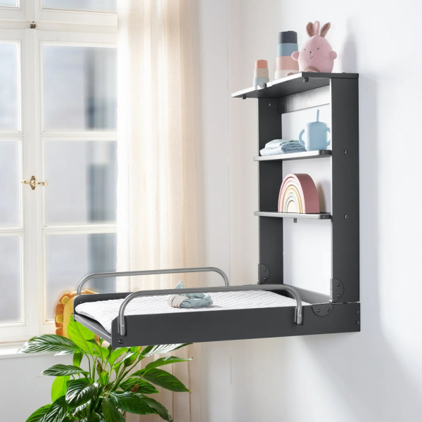 Table à langer murale avec matelas à langer anthracite Roba