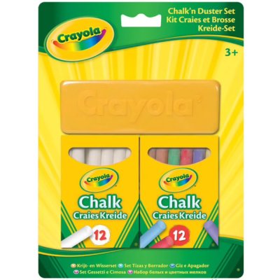 Kit de 24 craies blanches et de couleur avec brosse