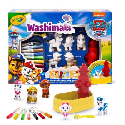 Coffret baignoire pat’patrouille avec 5 animaux à colorier et à laver