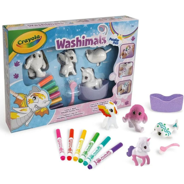Coffret de 4 figurines animaux unipets à colorier et lavables Crayola
