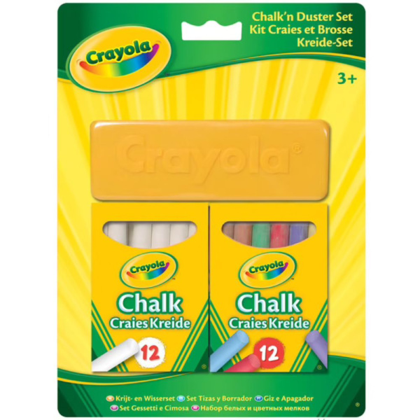 Kit de 24 craies blanches et de couleur avec brosse Crayola