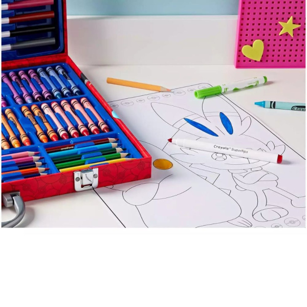 Mallette de coloriage d'artiste inspiration pokémon 115 pièces Crayola