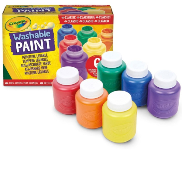 Lot de 6 pots de peinture lavable 59ml Crayola