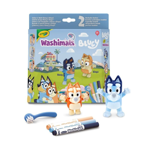 Set de 2 figurines à colorier et à laver washimals bluey et bingo Crayola