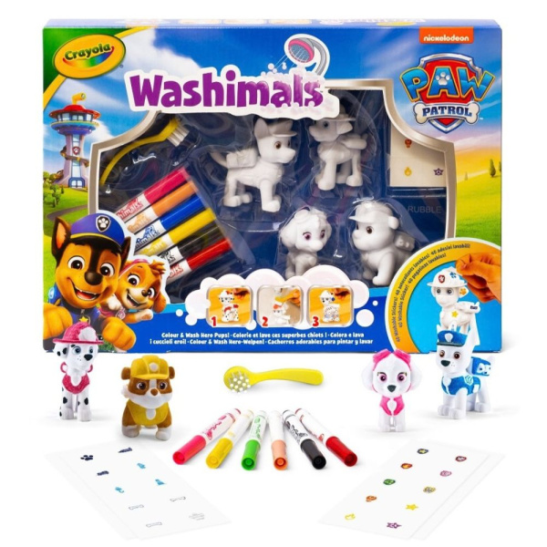 Coffret avec 4 figurines pat’patrouille à colorier et à laver Crayola