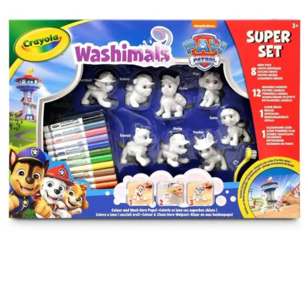 Coffret de 8 figurines animaux pat’ patrouille à colorier et lavables Crayola