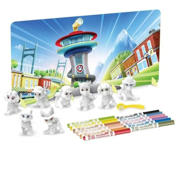 Coffret de 8 figurines animaux pat’ patrouille à colorier et lavables Crayola