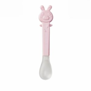 Cuillère bébé en silicone rose Saro
