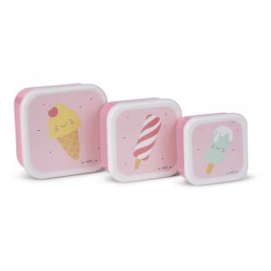Lot de 3 lunch box enfant rose Saro