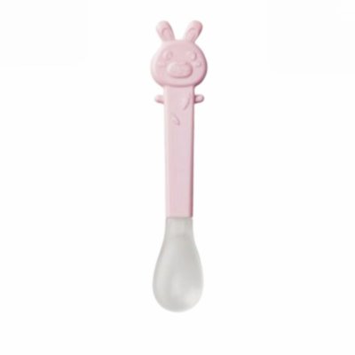 Cuillère bébé en silicone rose