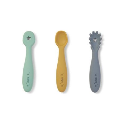 Lot de 3 couverts d'apprentissage bleu brume