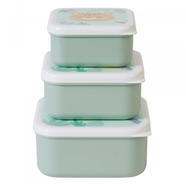 Lot de 3 lunch box enfant vert Saro