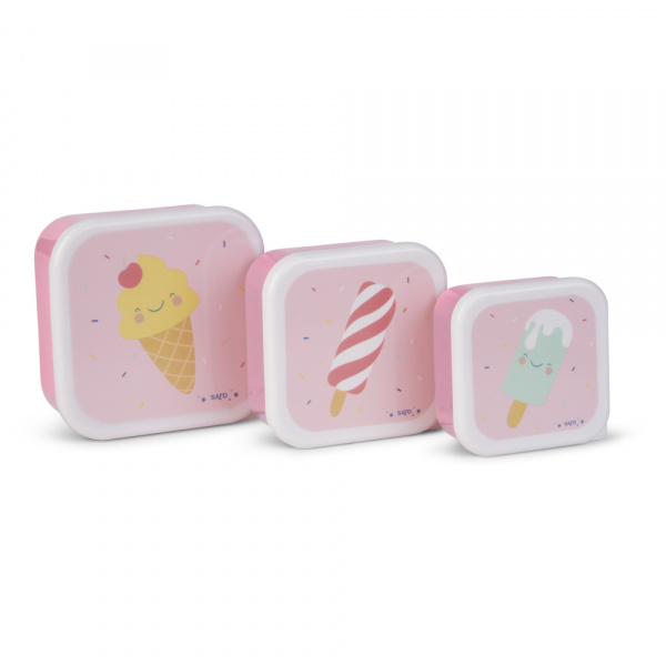 Lot de 3 lunch box enfant rose Saro