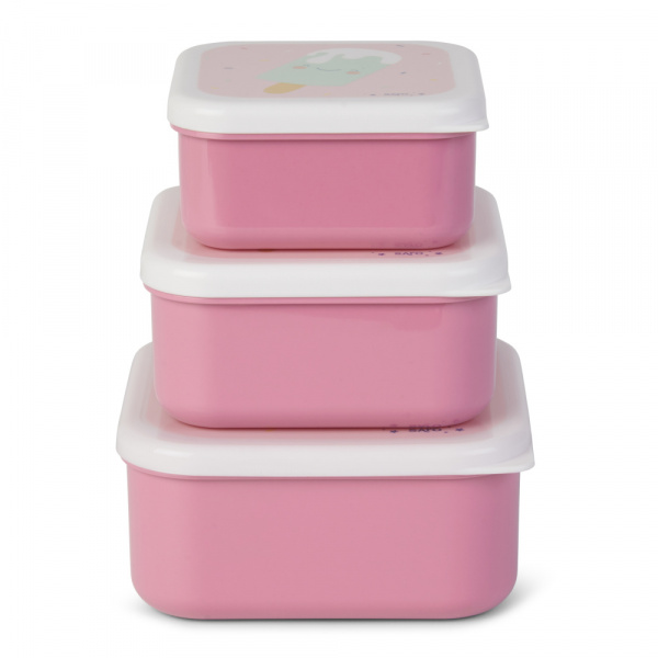 Lot de 3 lunch box enfant rose Saro