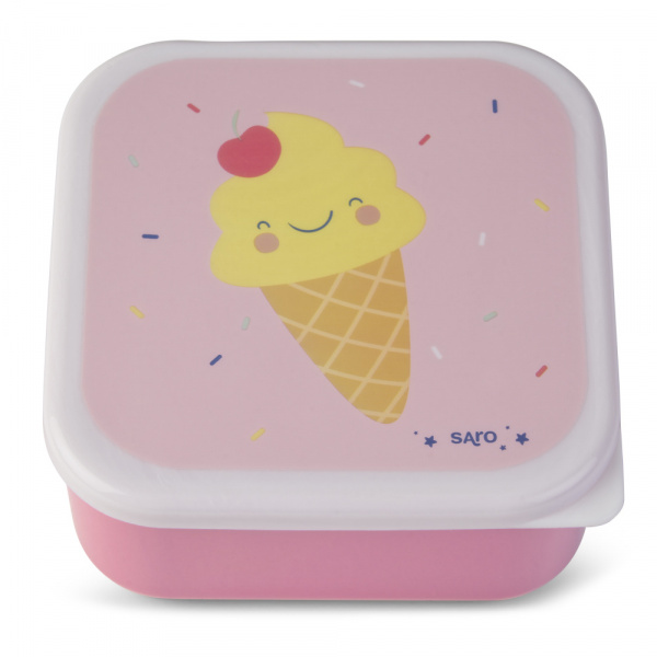 Lot de 3 lunch box enfant rose Saro