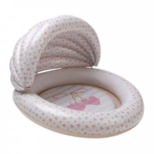 Kids pool - beige - cozy hearts - ø 100 cm with canopy Swim essentials