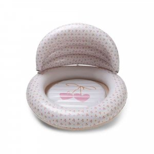 Kids pool - beige - cozy hearts - ø 100 cm with canopy Swim essentials