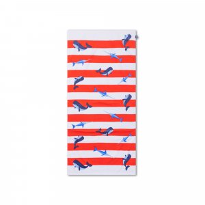 Serviette de plage coton 135 x 65 cm - baleine rouge Swim essentials