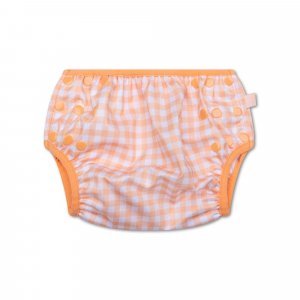 Couche de bain lavable carreaux orange 0-3 ans Swim essentials