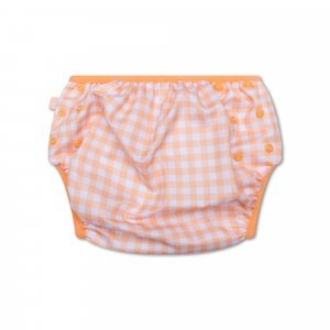 Couche de bain lavable carreaux orange 0-3 ans Swim essentials