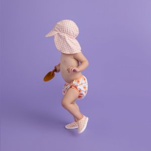 Couche de bain lavable carreaux orange 0-3 ans Swim essentials