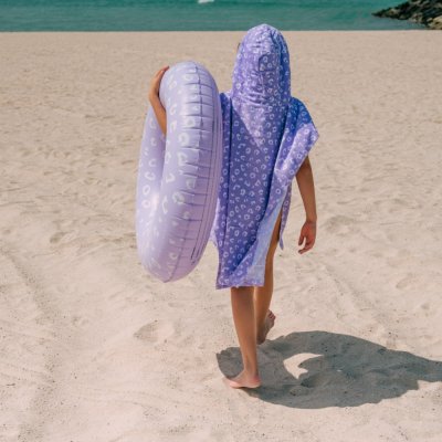 Poncho de plage 65x65 cm léopard lila