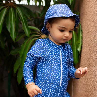 Chapeau anti uv léopard bleu - 2-4 ans