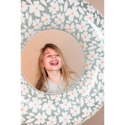 Bouée gonflable 90 cm fleurs vertes