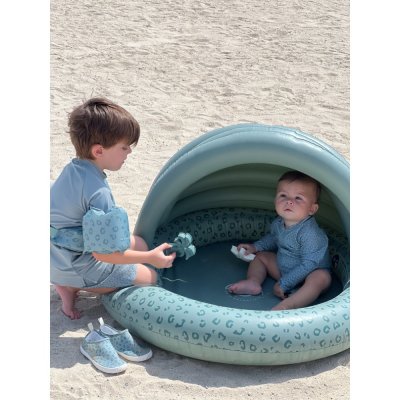 Piscine gonflable avec canopy léopard vert