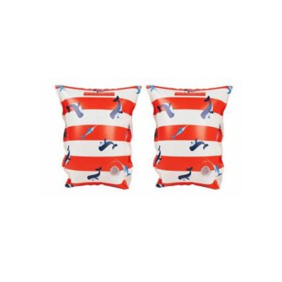 Brassards piscine enfant 2-6 ans - rayé blanc/rouge baleine